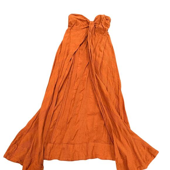 Free People Tops - Free People Texture Strapless Orange Rust High Low Top Size XS